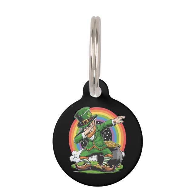 Médaillon Pour Animaux Saint-Patrick Farfouillant Leprechaun Danse Dab  (Devant)
