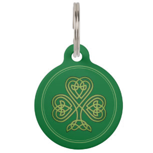 MÉDAILLON POUR ANIMAUX SAINT PATRICKS CELTIC CROSS VERT