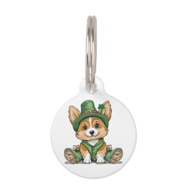 Médaillon Pour Animaux Saint Patrick's Day Corgi Chien (Devant)