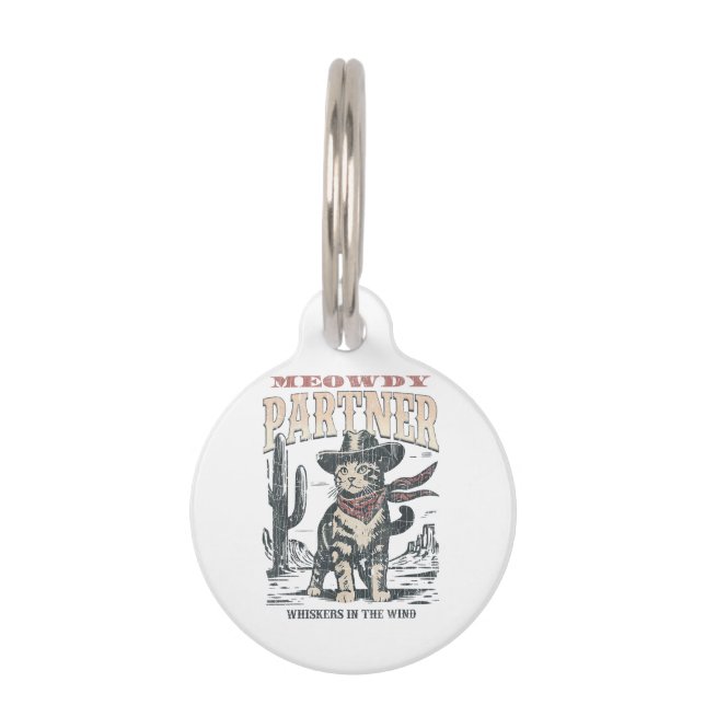 Médaillon Pour Animaux Salut associé Cowboy Chat  (Devant)