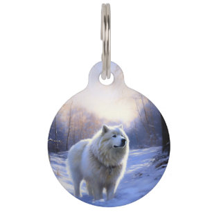 Médaillon Pour Animaux Samoyède Qu'il neige Noël