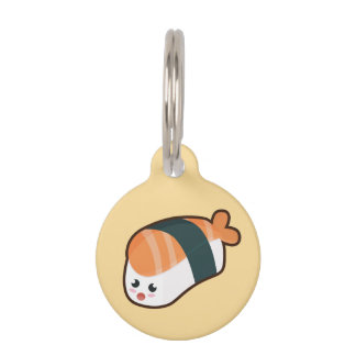 Médaillon Pour Animaux Saumon de nigiri de Kawaii