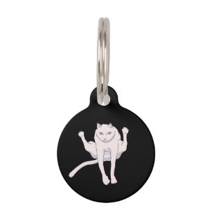 Médaillon Pour Animaux Saut acrobatique blanc athlète chat