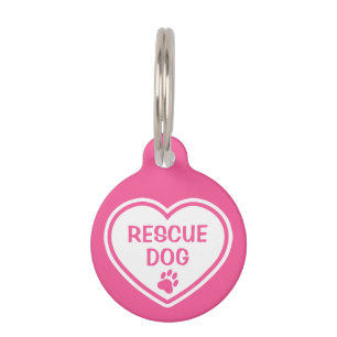 Médaillon Pour Animaux Sauvetage de chien rose et blanc Cœur avec infos p