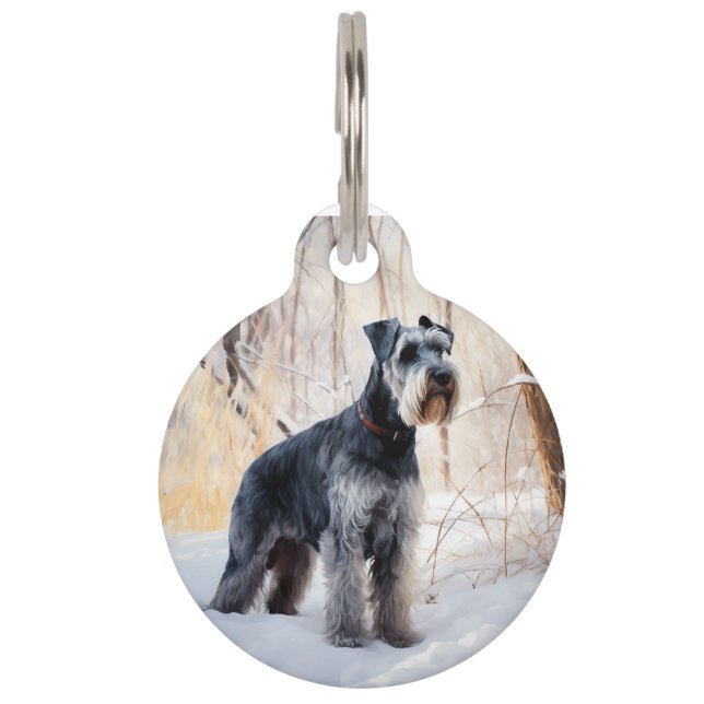 Médaillon Pour Animaux Schnauzer Qu'il neige Noël (Devant)