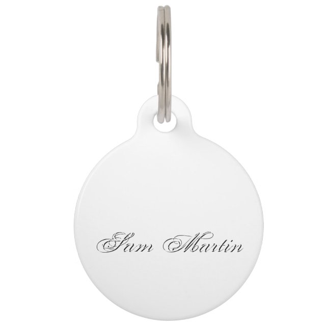 Médaillon Pour Animaux Script minimaliste Joli Monogramme 3d (Dos)