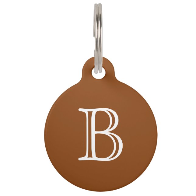 Médaillon Pour Animaux Selle Monogramme Brown Nom initial (Devant)