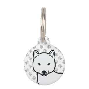 Médaillon Pour Animaux Shiba Inu Blanc Chien de Dessin Animé Mignon & Inf