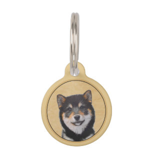 Médaillon Pour Animaux Shiba Inu (Noir et Tan) Peinture - L'art du chien