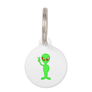 Médaillon Pour Animaux Silhouette alien verte