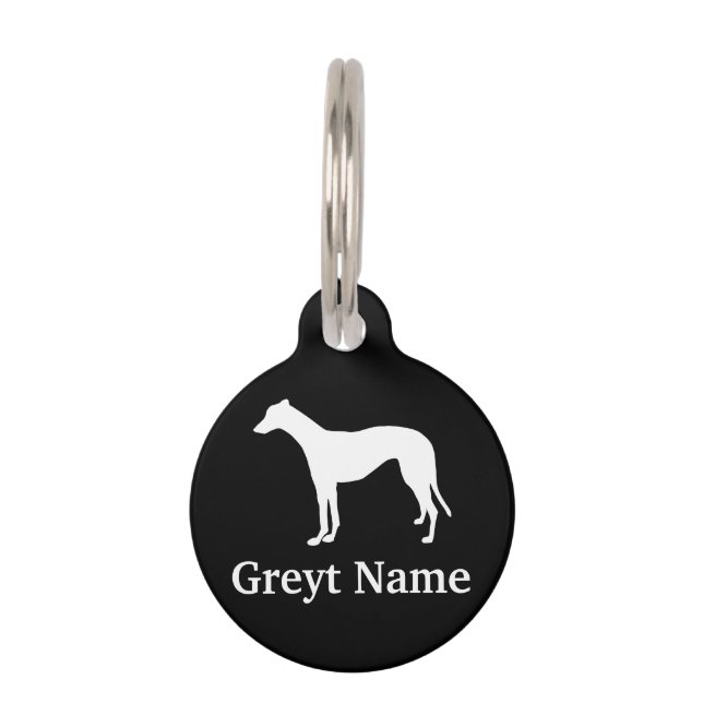 Médaillon Pour Animaux Silhouette blanche sur fond noir (Devant)