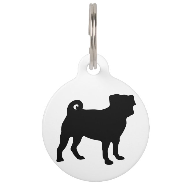 Médaillon Pour Animaux Silhouette Carlin noir - Design vectoriel simple (Devant)