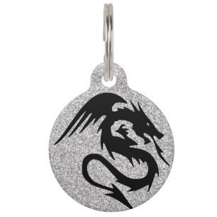 Médaillon Pour Animaux Silhouette de attaque de dragon sur l'argent