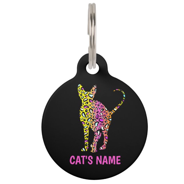 Médaillon Pour Animaux Silhouette de chat Sphynx personnalisée Impression (Devant)