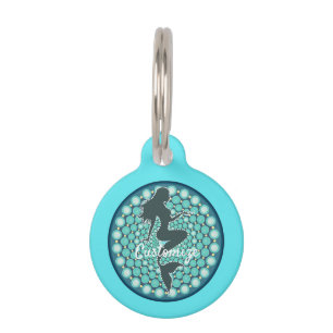 Médaillon Pour Animaux Silhouette de sirène dans les bulles Thunder_Cove