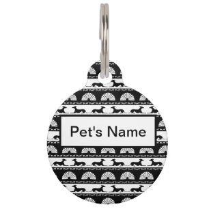 Médaillon Pour Animaux Silhouettes Gris Noir Blanc Art Déco Ventilateur
