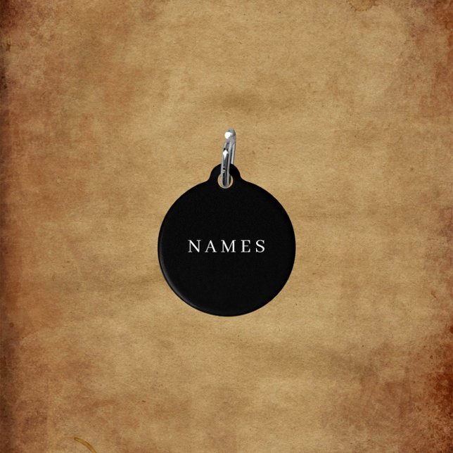 Médaillon Pour Animaux Simple Black Custom Ajouter Votre Nom Élégant (Créateur téléchargé)