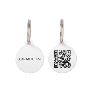 Médaillon Pour Animaux Simple blanc scanné personnalisé QR Code chien cha