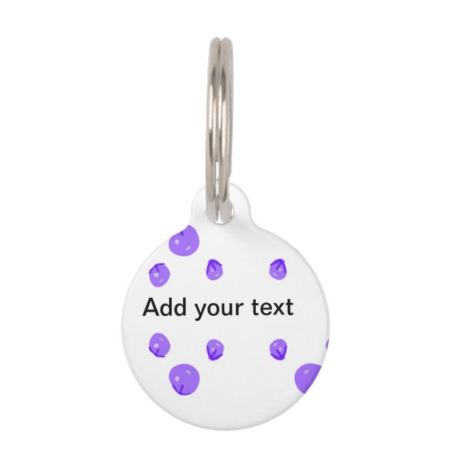 Médaillon Pour Animaux Simple bleu violet cerise ajouter nom texte minima (Devant)