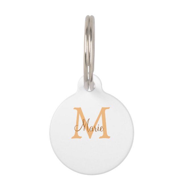 Médaillon Pour Animaux simple minimal add name monogram orange brown  thr (Devant)