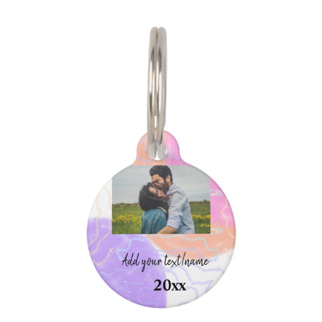 Médaillon Pour Animaux simple minimal customized name monogram couple  th (Devant)