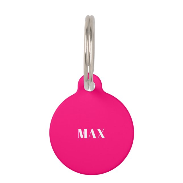 Médaillon Pour Animaux Simple moderne Custom hot rose fuchsia chien Nom (Devant)
