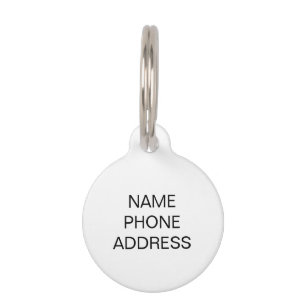 Médaillon Pour Animaux Simple noir blanc personnalisé Nom Info chien à de