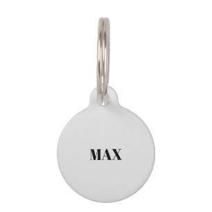 Médaillon Pour Animaux Simple personnalisé gris clair minimaliste chien N