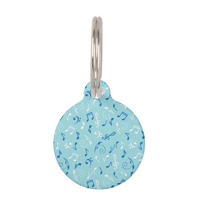 Médaillon Pour Animaux Singin le motif musical de bleus (Devant)