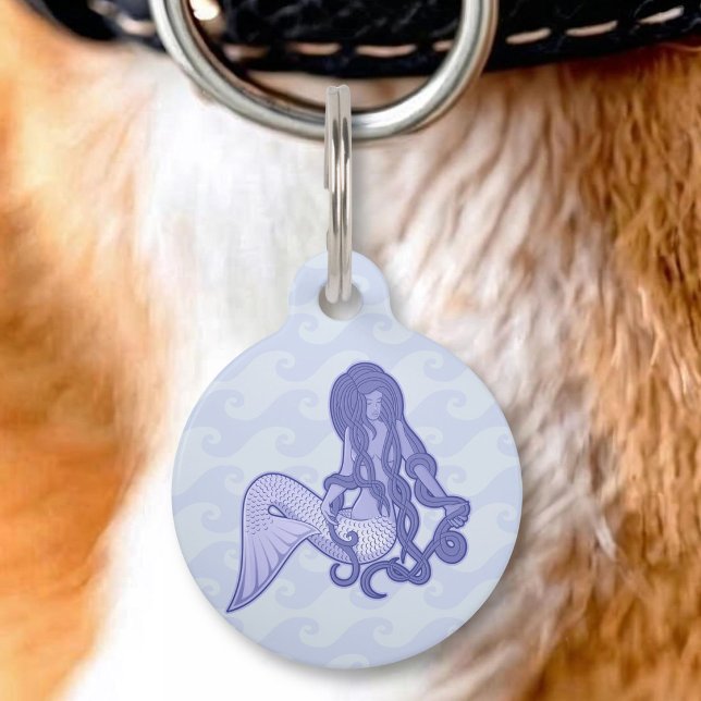 Médaillon Pour Animaux Sirène assise bleue (Créateur téléchargé)