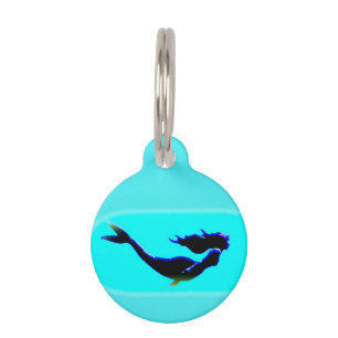 Médaillon Pour Animaux sirène sous-marine noire