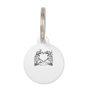Médaillon Pour Animaux Skeleton Coeur main drôle Design