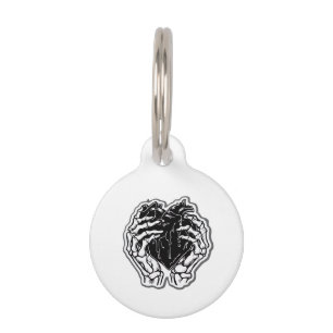 Médaillon Pour Animaux Skeleton Heart Hands Drôle
