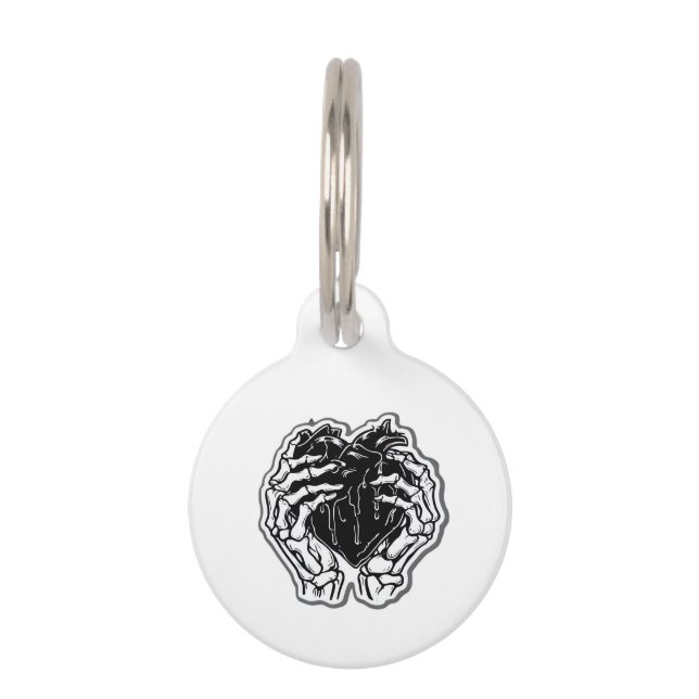 Médaillon Pour Animaux Skeleton Heart Hands Drôle (Devant)