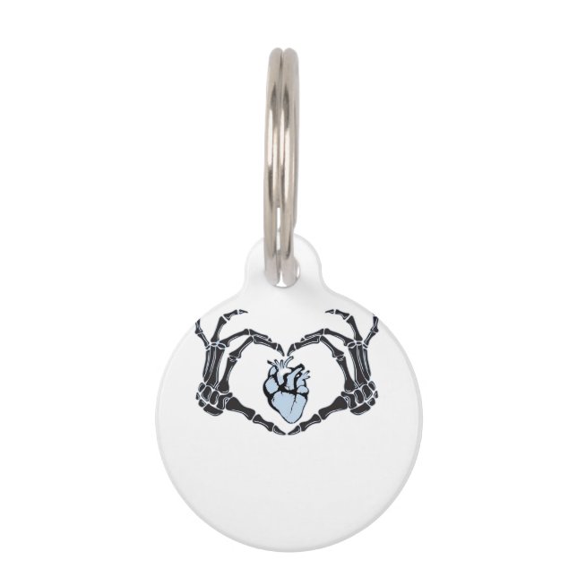 Médaillon Pour Animaux Skeleton Heart Mains Design Classique Pour Hallowe (Devant)