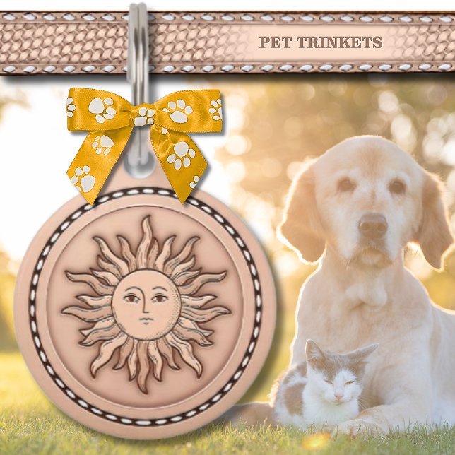 Médaillon Pour Animaux Soleil En Cuir Naturel (Créateur téléchargé)
