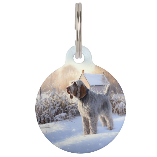 Médaillon Pour Animaux Spinone Italiano Noël sous la neige (Devant)