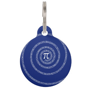 Médaillon Pour Animaux Spirale de nombres pour pi sur le bleu marine
