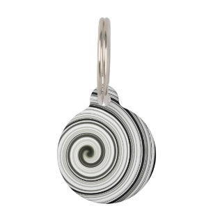 Médaillon Pour Animaux Spirale noir et blanc