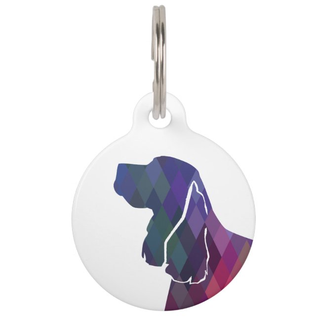 Médaillon Pour Animaux Springer Spaniel Chien Géométrique Silhouette Purp (Devant)