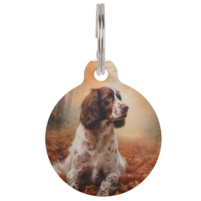 Médaillon Pour Animaux Springer Spaniel dans les feuilles d'automne qui t (Devant)