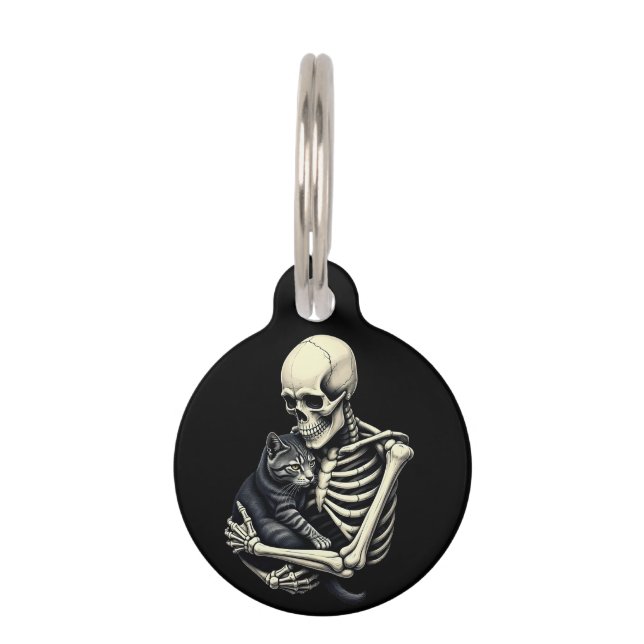 Médaillon Pour Animaux Squelette Accrocher chat Funny Amoureux des chats  (Devant)