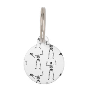 Médaillon Pour Animaux Squelettes d'Halloween, friandise ou farce, Hou