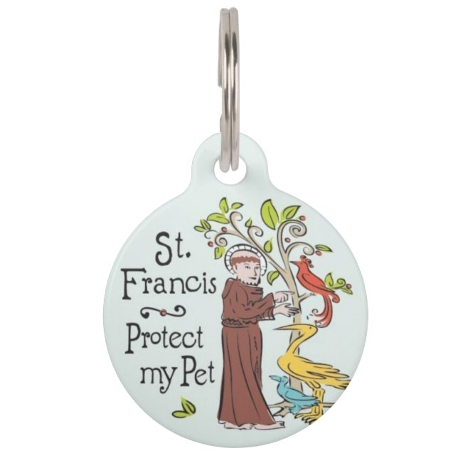 Médaillon Pour Animaux St Francis protègent mon étiquette (Devant)