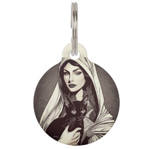 Médaillon Pour Animaux St Gertrude Patron de Chats Tatouage Style Chat No