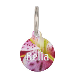 Médaillon Pour Animaux Stargazer Lily brillant Magenta Floral