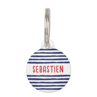 MÉDAILLON POUR ANIMAUX STRIPES MODERNES (MARINE)