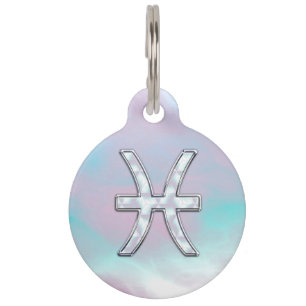 Médaillon Pour Animaux Style de nacre de signe de zodiaque de Poissons