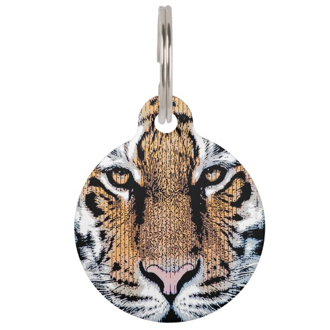 Médaillon Pour Animaux Style graphique Tiger Portrait (Dos)