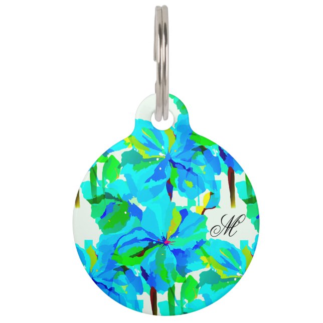 Médaillon Pour Animaux Sublime Himalaya Poppy Aqua Green Floral (Devant)